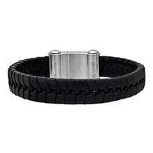 Wide black leather braid bracelet 8.5inch – Doerner's