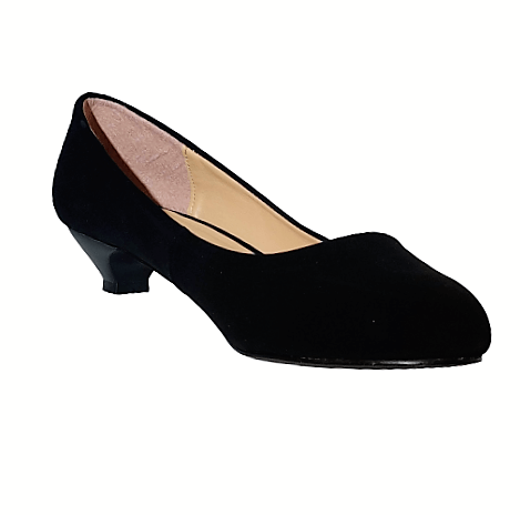 Classic Black Suede Look Low Heel Pumps